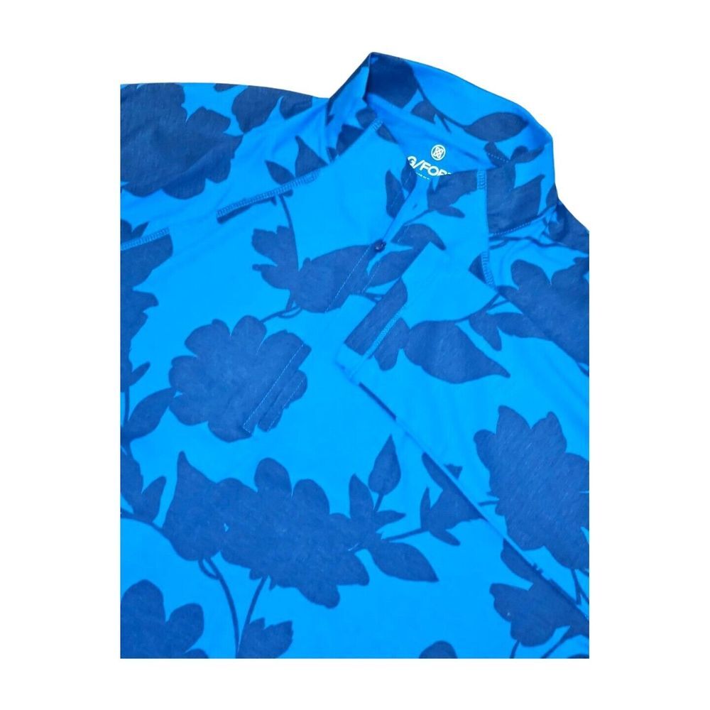 NEW! G/FORE Shirt Racer Blue Tonal Floral Luxe 1/4 Zip Golf Performance Men's M